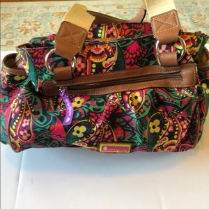 Lily bloom colorful owl shoulder tote purse